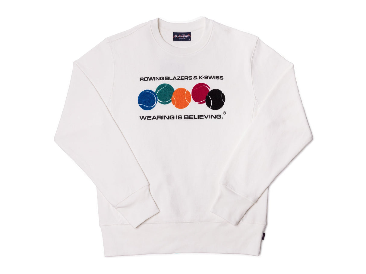 106074-100 | ROWING BLAZERS X K-SWISS CREWNECK SWEATSHIRT | WHITE