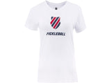 194432-114 | WOMENS PICKLEBALL T-SHIRT | WHITE/BLUE/RED