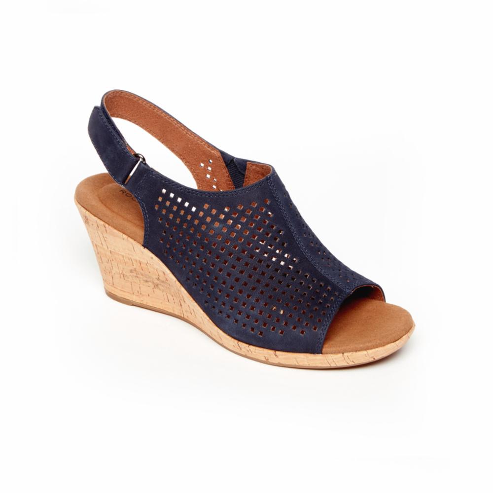 Rockport Women BRIAH PERF SLING NAVY NUBUCK