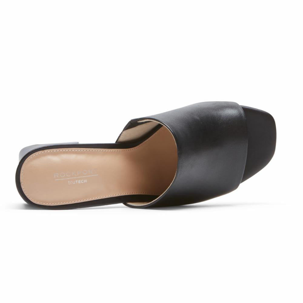 Rockport Women FARRAH SLIDE BLACK LTHR