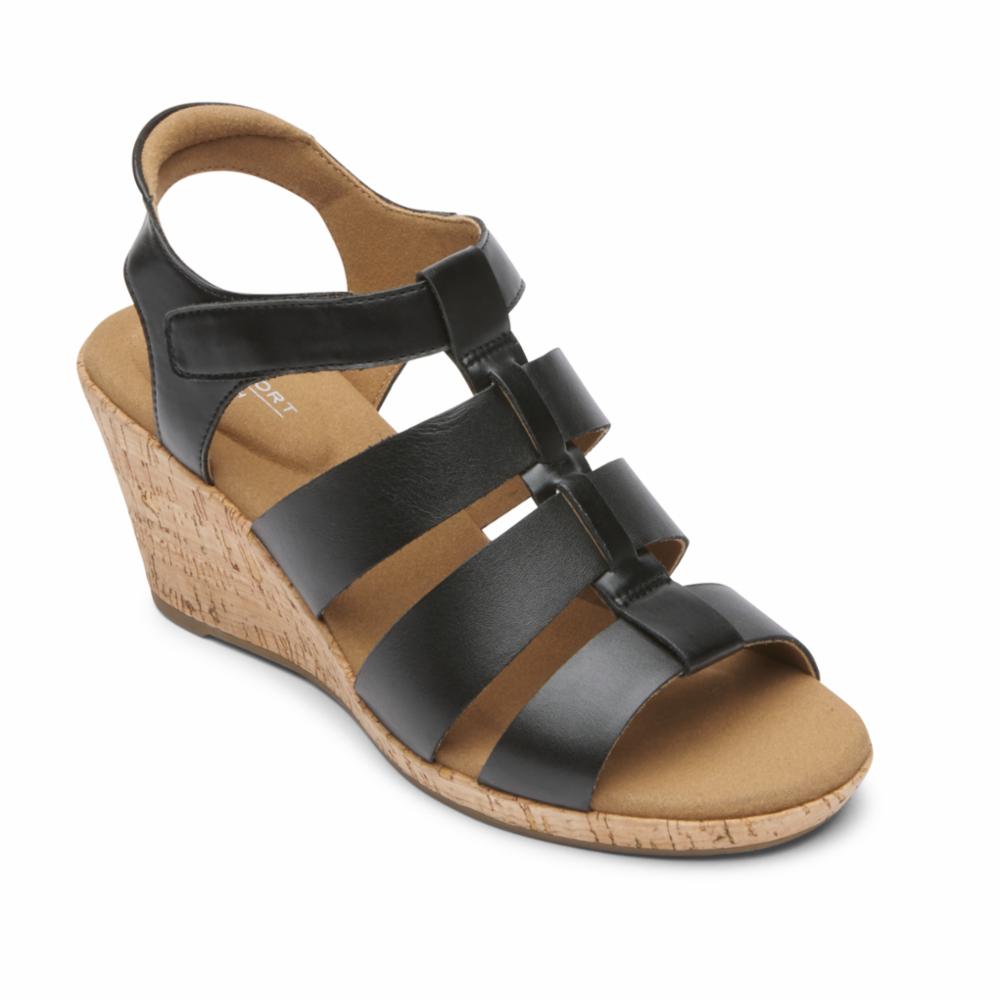 Rockport Women BRIAH NEW GLADIATOR BLACK LTHR