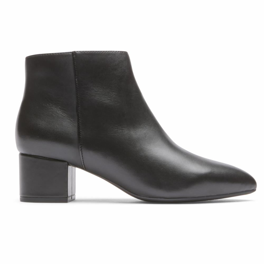 Rockport Women MILIA BLOCK MILIA BLOCK BOOTIE BLACK LTHR