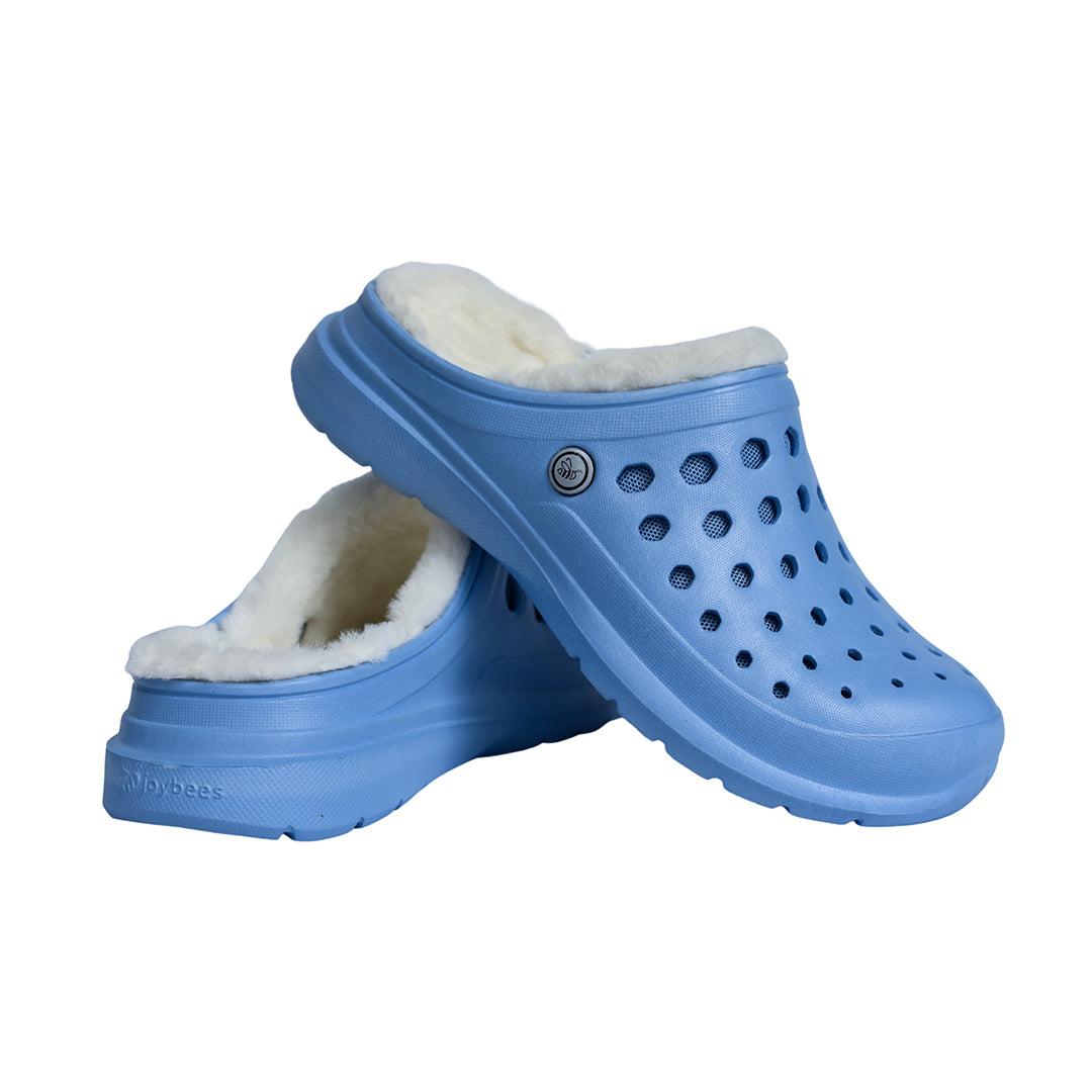 Cozy Lined Clog - Light Blue/Natural