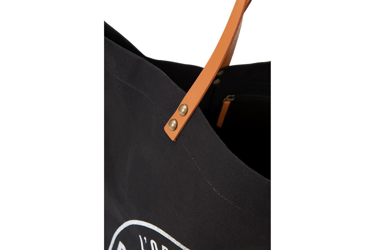 BG587-008 | ROUND LOGO TOTE BAG | BLACK